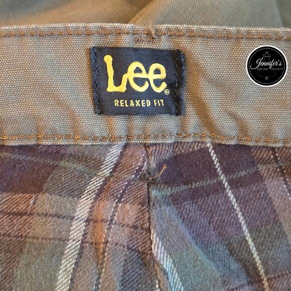 Lee Men's Brown/Green Relaxed Fit Plaid Flannel Lined Pants Size 42 x 30 - Picture 6 of 9